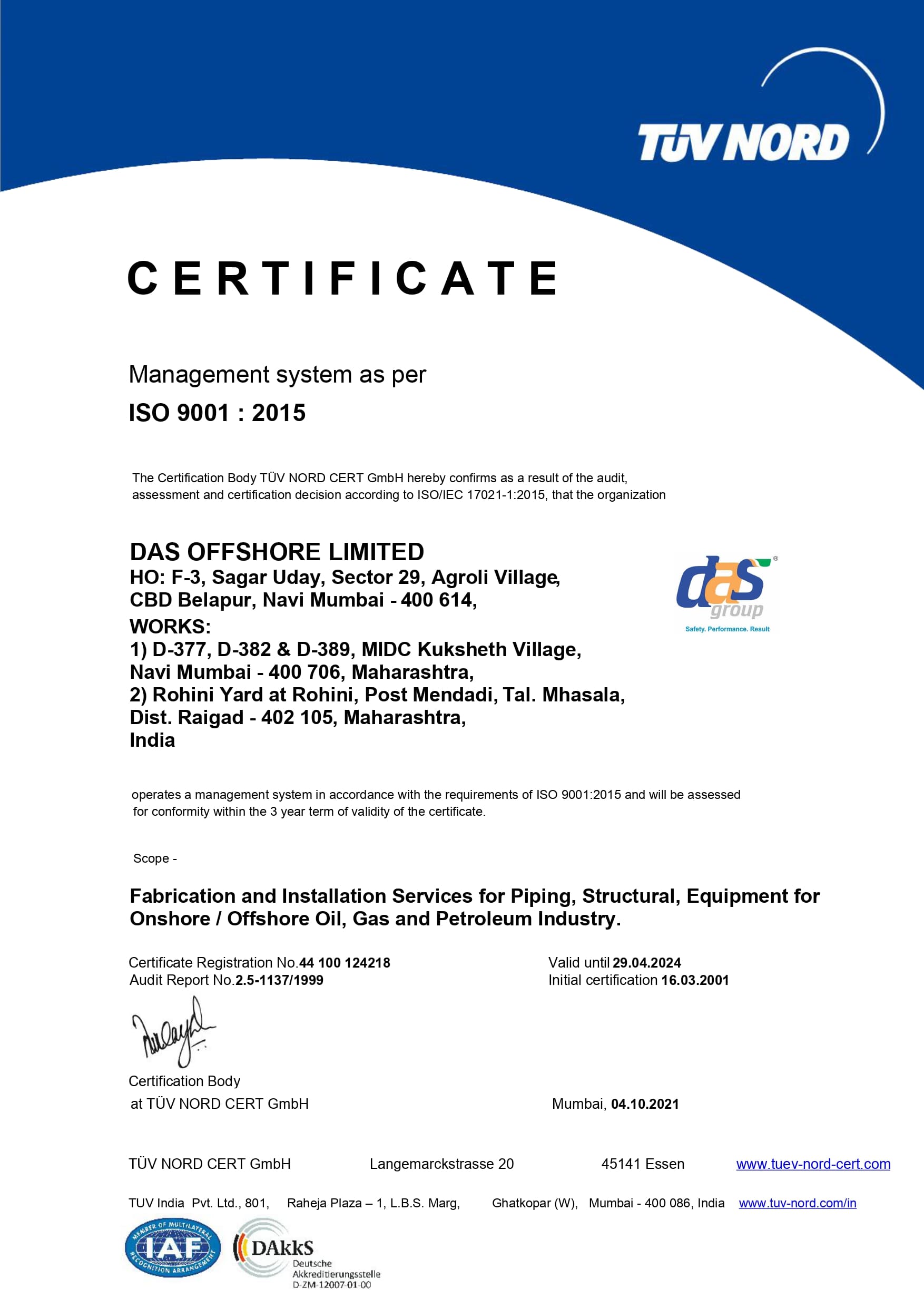 Management system as per ISO 9001 : 2015