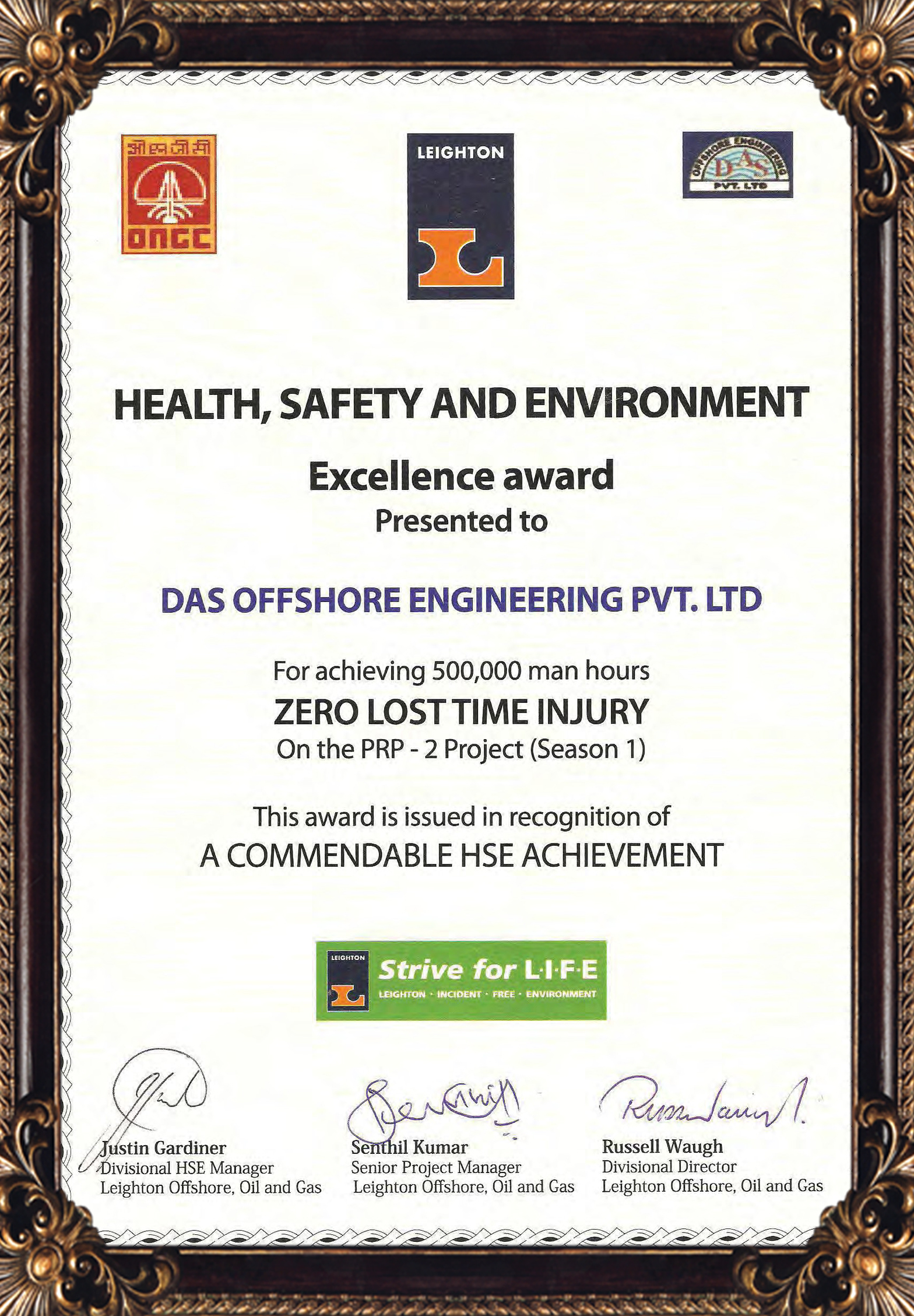 Health, Safety & Environment Excellence Award